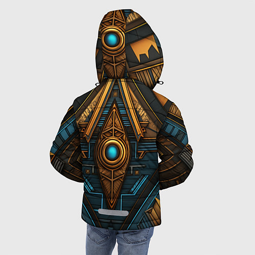 Зимняя куртка для мальчика Орнамент с ромбами в египетском стиле / 3D-Черный – фото 4