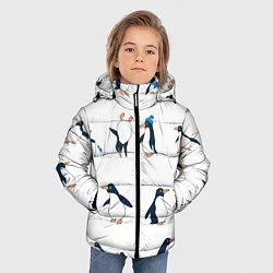 Куртка зимняя для мальчика Семейство пингвинов на прогулке, цвет: 3D-черный — фото 2
