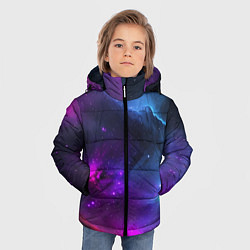 Куртка зимняя для мальчика Бескрайний космос фиолетовый, цвет: 3D-черный — фото 2