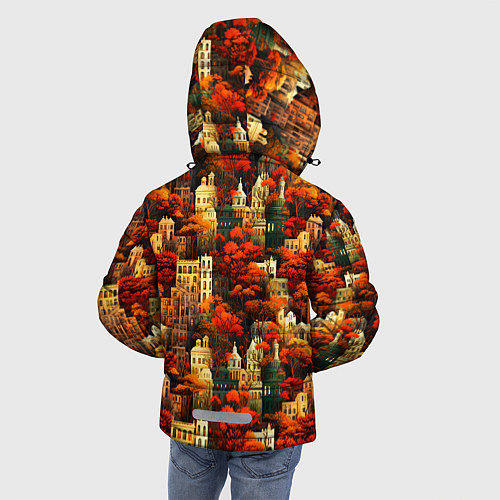 Зимняя куртка для мальчика Осенний вечерний город / 3D-Черный – фото 4
