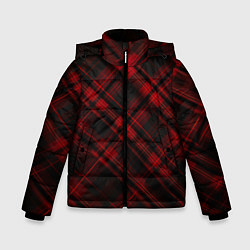 Куртка зимняя для мальчика Тёмно-красная шотландская клетка, цвет: 3D-светло-серый