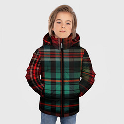 Куртка зимняя для мальчика Красно-зелёная шотландская клетка, цвет: 3D-красный — фото 2