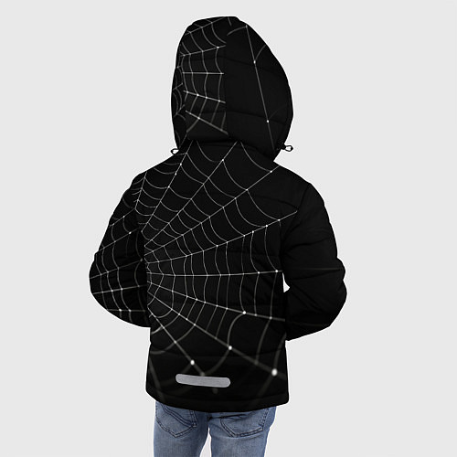 Зимняя куртка для мальчика Паутина на черном фоне / 3D-Красный – фото 4
