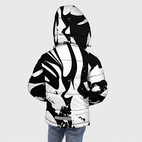 Зимняя куртка для мальчика Экспрессивная чб абстракция / 3D-Черный – фото 4