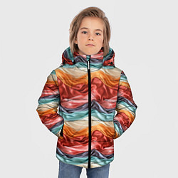 Куртка зимняя для мальчика Разноцветные полосы текстура ткани, цвет: 3D-красный — фото 2