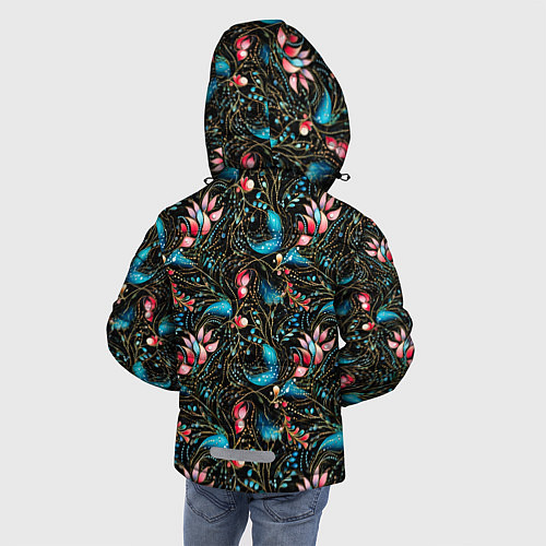 Зимняя куртка для мальчика Узор из страз на темном фоне / 3D-Черный – фото 4