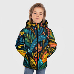 Куртка зимняя для мальчика Растительный узор в бразильском стиле, цвет: 3D-светло-серый — фото 2