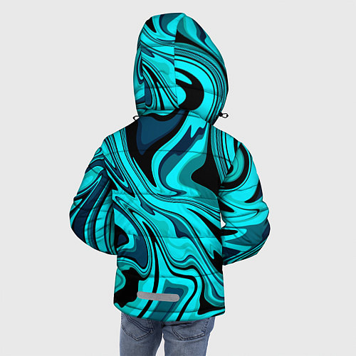 Зимняя куртка для мальчика Абстракция плазма бирюзовый / 3D-Черный – фото 4