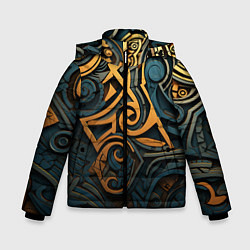Куртка зимняя для мальчика Абстрактный узор в викингском стиле, цвет: 3D-светло-серый