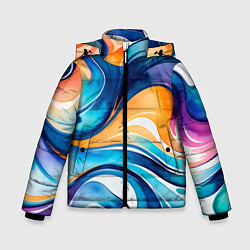 Куртка зимняя для мальчика Линейная красочная абстракция, цвет: 3D-светло-серый