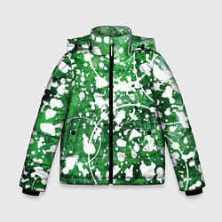 Куртка зимняя для мальчика Абстракция - круги на зелёном, цвет: 3D-черный