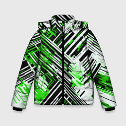 Куртка зимняя для мальчика Киберпанк линии белые и зелёные, цвет: 3D-черный