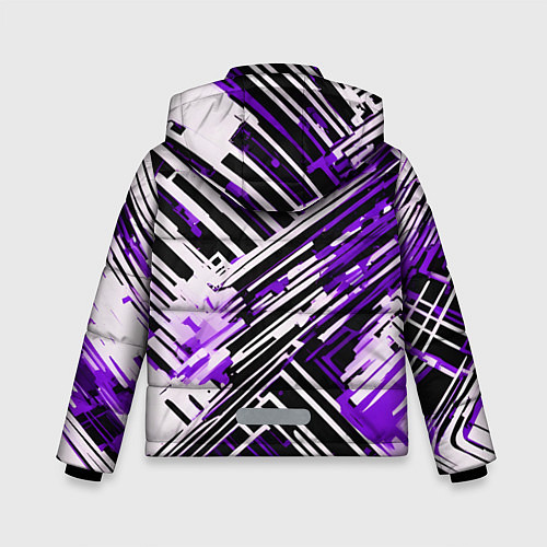 Зимняя куртка для мальчика Киберпанк линии белые и фиолетовые / 3D-Светло-серый – фото 2