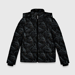 Куртка зимняя для мальчика Черные драконы паттерн, цвет: 3D-светло-серый