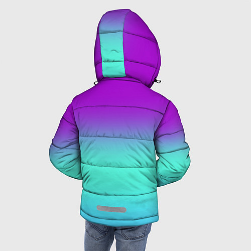 Зимняя куртка для мальчика Фиолетовый бирюзовый голубой неоновый градиент / 3D-Черный – фото 4
