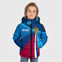 Куртка зимняя для мальчика Герб и триколор России с геометрией, цвет: 3D-черный — фото 2