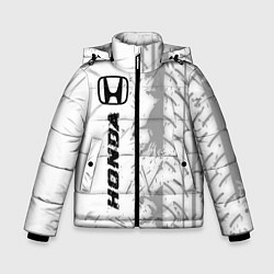 Куртка зимняя для мальчика Honda speed на светлом фоне со следами шин по-верт, цвет: 3D-черный