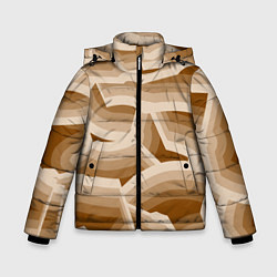 Куртка зимняя для мальчика Кофейные линии, цвет: 3D-черный