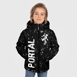 Куртка зимняя для мальчика Portal glitch на темном фоне вертикально, цвет: 3D-черный — фото 2