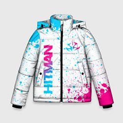 Куртка зимняя для мальчика Hitman neon gradient style вертикально, цвет: 3D-черный