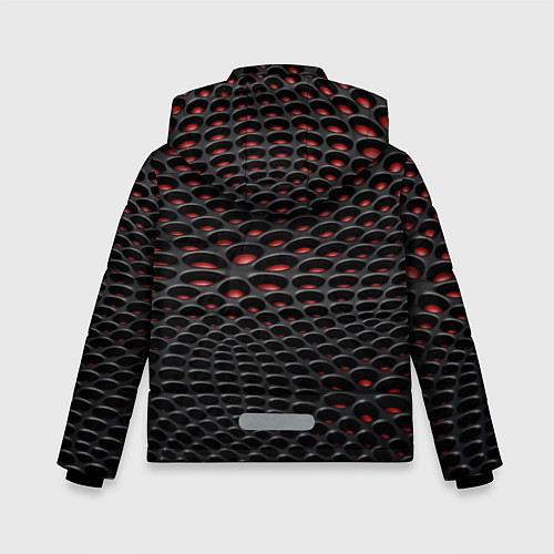 Зимняя куртка для мальчика Узор на чёрно красном карбоновом фоне / 3D-Светло-серый – фото 2