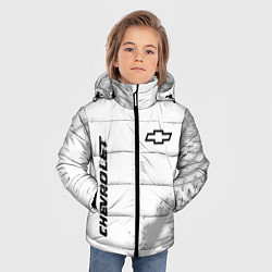 Куртка зимняя для мальчика Chevrolet speed на светлом фоне со следами шин вер, цвет: 3D-черный — фото 2