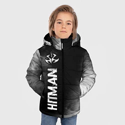 Куртка зимняя для мальчика Hitman glitch на темном фоне по-вертикали, цвет: 3D-черный — фото 2