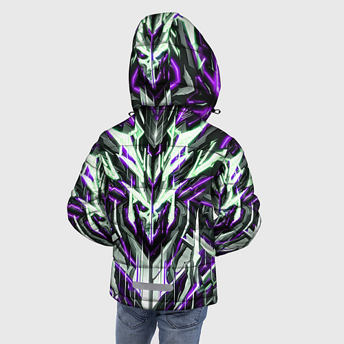 Зимняя куртка для мальчика Неоновый фиолетовый кибер череп / 3D-Черный – фото 4