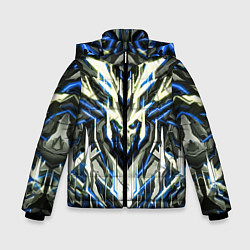 Куртка зимняя для мальчика Неоновый синий кибер череп, цвет: 3D-светло-серый