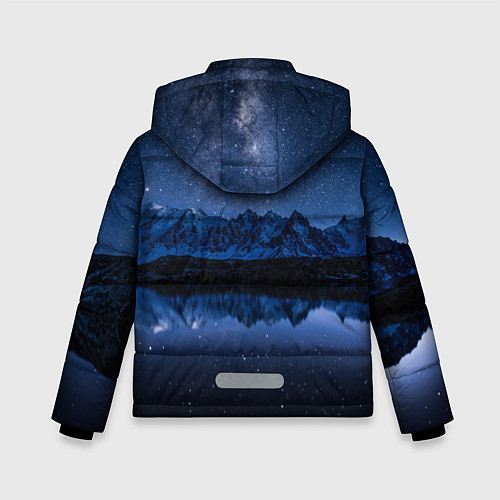 Зимняя куртка для мальчика Галактическая зимняя ночь в горах / 3D-Светло-серый – фото 2