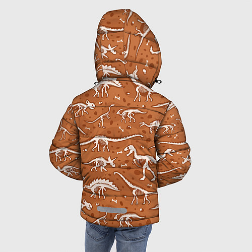 Зимняя куртка для мальчика Скелеты динозавров / 3D-Красный – фото 4