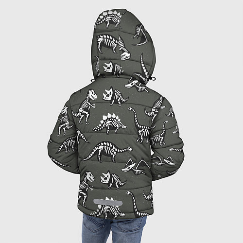 Зимняя куртка для мальчика Динозавры - скелеты / 3D-Светло-серый – фото 4