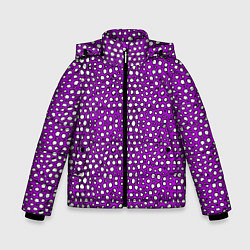 Куртка зимняя для мальчика Белые пузырьки на фиолетовом фоне, цвет: 3D-черный