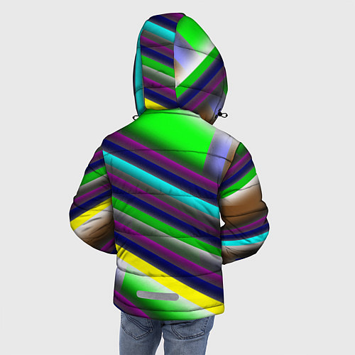 Зимняя куртка для мальчика Размытые абстрактные полосы / 3D-Черный – фото 4