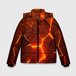 Куртка зимняя для мальчика Плиты абстрактные огненные, цвет: 3D-черный