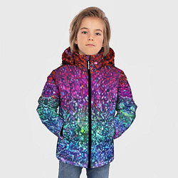 Куртка зимняя для мальчика Разноцветные узоры красные синие и фиолетовые, цвет: 3D-светло-серый — фото 2