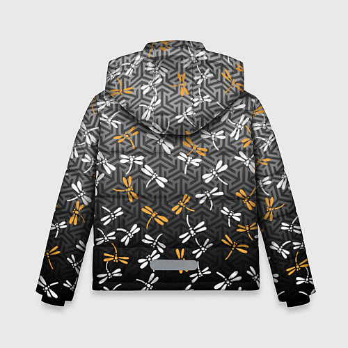 Зимняя куртка для мальчика Стрекозы поверх графики / 3D-Светло-серый – фото 2