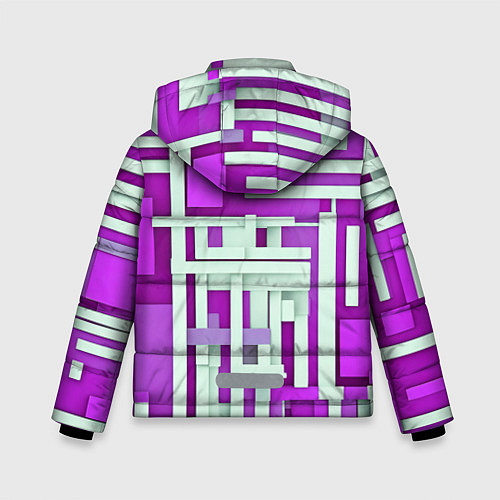 Зимняя куртка для мальчика Полосы на фиолетовом фоне / 3D-Светло-серый – фото 2