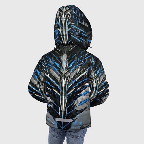 Зимняя куртка для мальчика Киберпанк доспех синий / 3D-Черный – фото 4