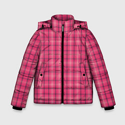 Зимняя куртка для мальчика Розовая клетка классическая