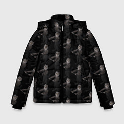 Куртка зимняя для мальчика Коты с гантелями, цвет: 3D-черный