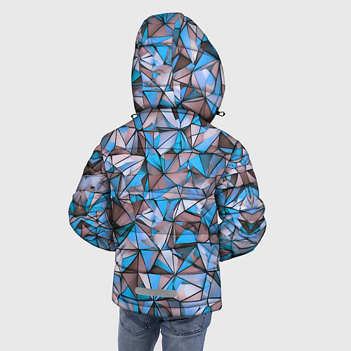 Зимняя куртка для мальчика Маленькие синие треугольники / 3D-Черный – фото 4
