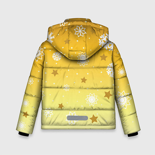 Зимняя куртка для мальчика Снежинки и звезды на желтом / 3D-Светло-серый – фото 2