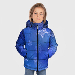 Куртка зимняя для мальчика Декоративные снежинки на фиолетовом, цвет: 3D-светло-серый — фото 2