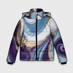 Зимняя куртка для мальчика Абстрактный волнистый узор фиолетовый с голубым