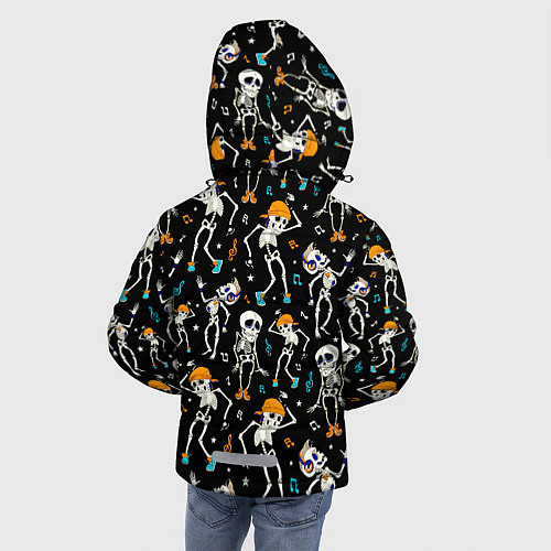 Зимняя куртка для мальчика Танцующие скелеты на вечеринке / 3D-Черный – фото 4