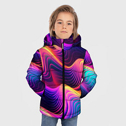 Куртка зимняя для мальчика Неоновый узор неоновая волна, цвет: 3D-светло-серый — фото 2