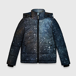 Куртка зимняя для мальчика Темное космическое звездное небо, цвет: 3D-светло-серый