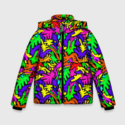 Куртка зимняя для мальчика Яркие цветные каракули, цвет: 3D-светло-серый