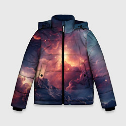 Куртка зимняя для мальчика Космические облака, цвет: 3D-красный